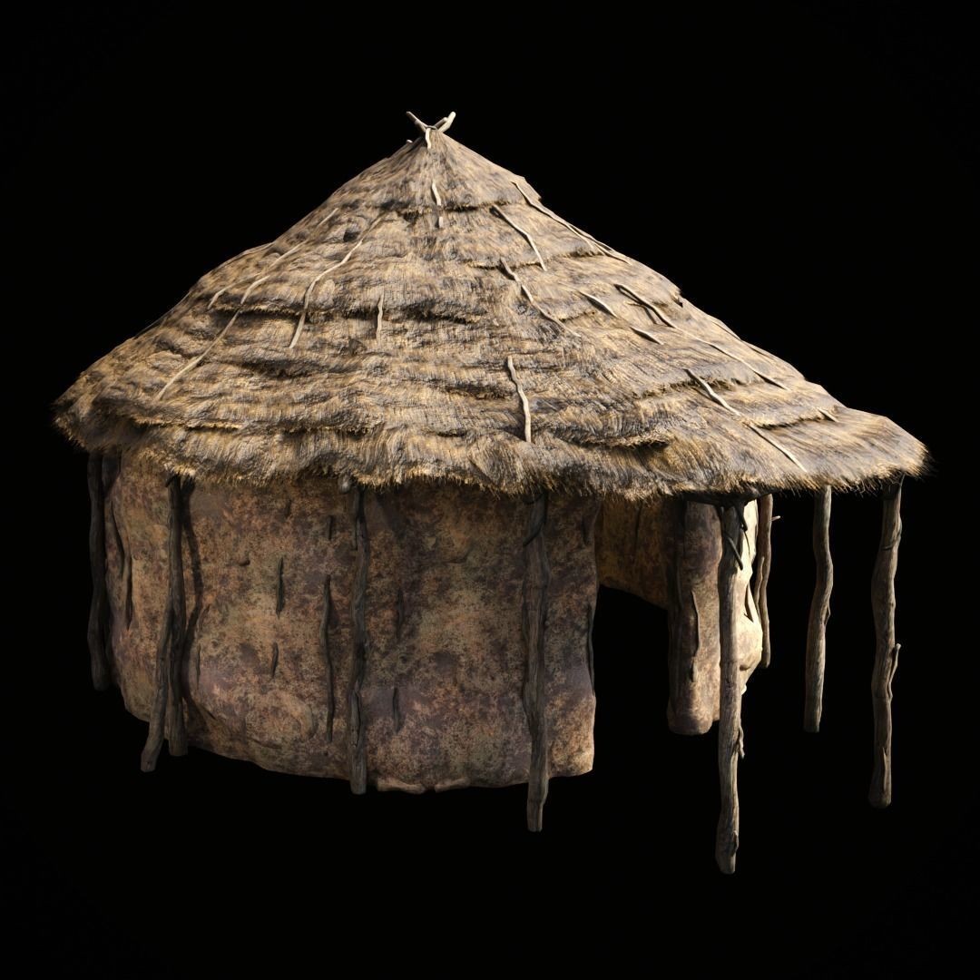 Primitive African Hut 3D Model – Low Poly Game Asset, FBX & OBJ - View 13