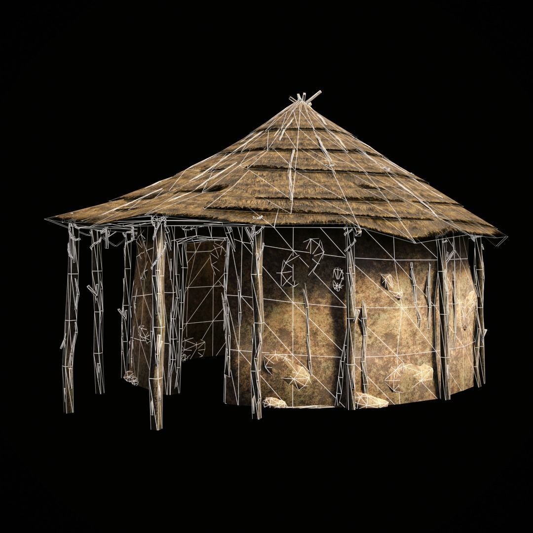 Primitive African Hut 3D Model – Low Poly Game Asset, FBX & OBJ - View 14
