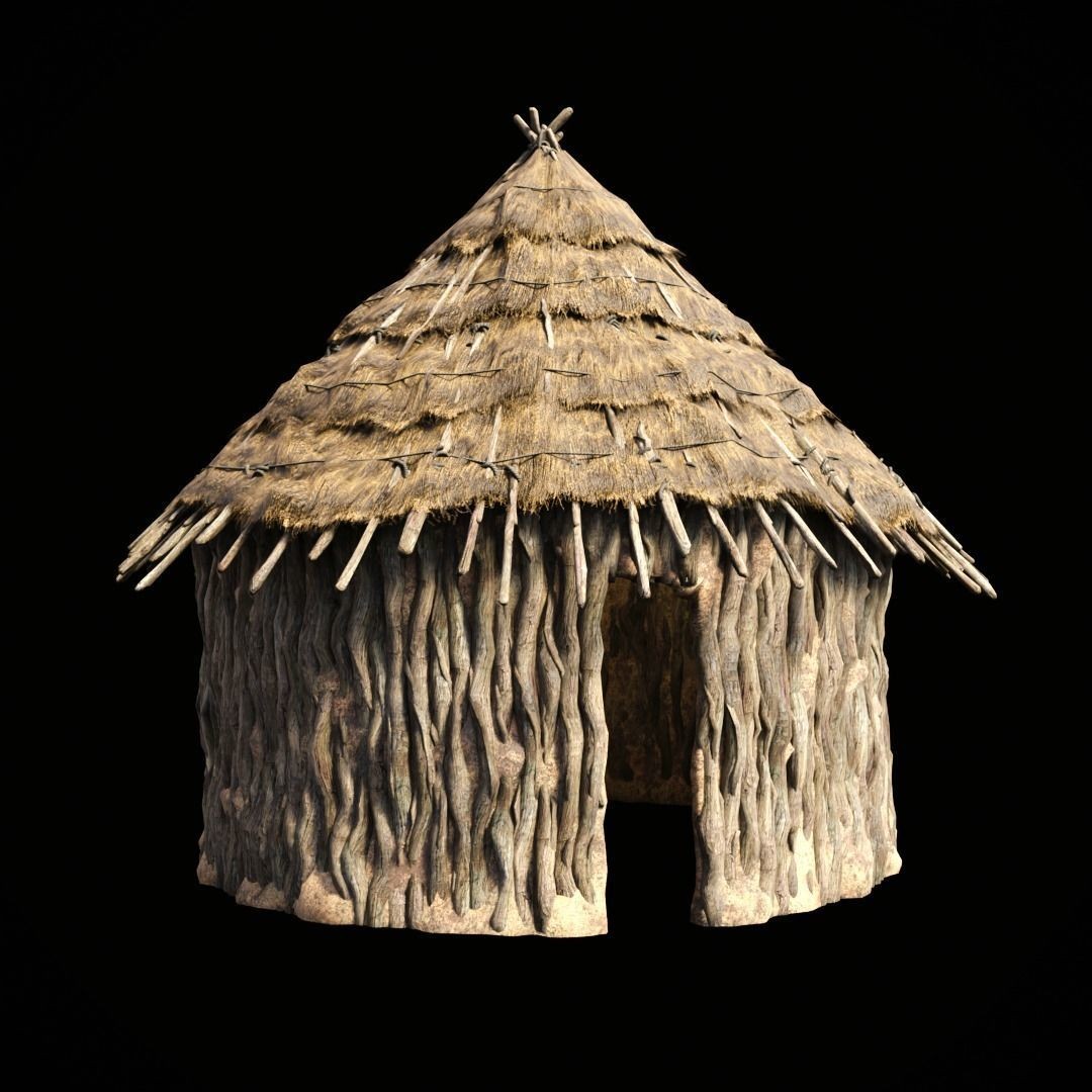 Primitive African Hut 3D Model – Low Poly Game Asset, FBX & OBJ - View 15