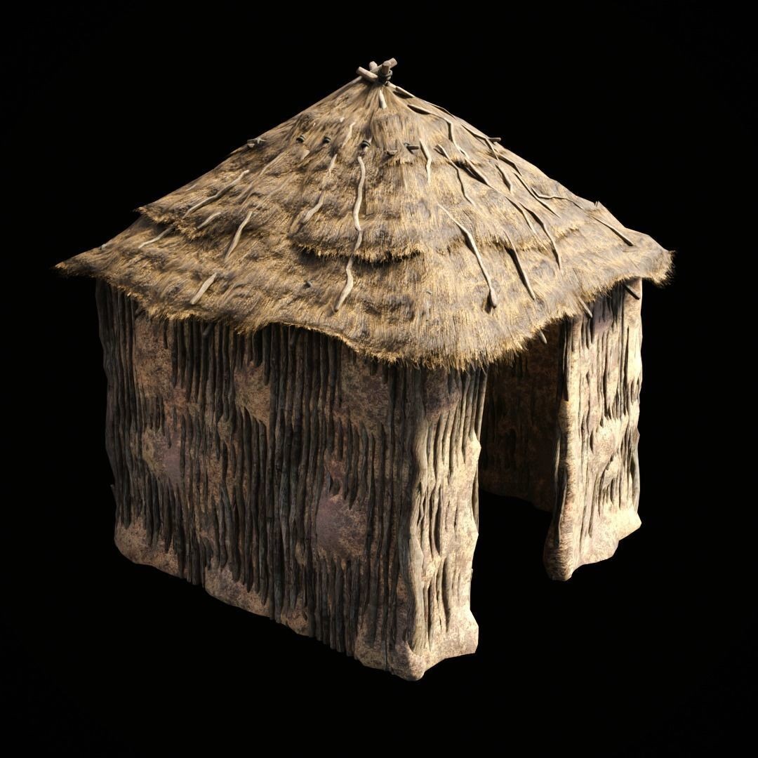 Primitive African Hut 3D Model – Low Poly Game Asset, FBX & OBJ - View 23