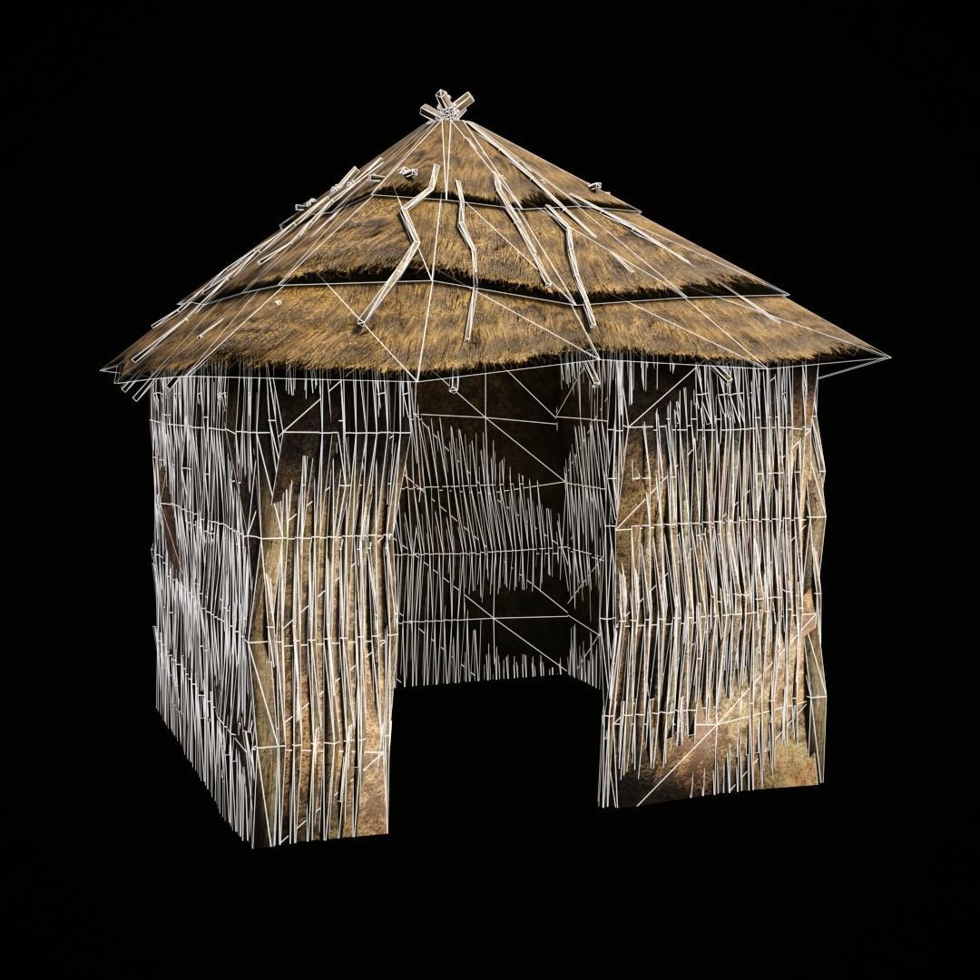 Primitive African Hut 3D Model – Low Poly Game Asset, FBX & OBJ - View 24