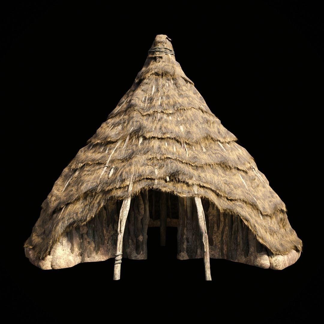 Primitive African Hut 3D Model – Low Poly Game Asset, FBX & OBJ - View 26