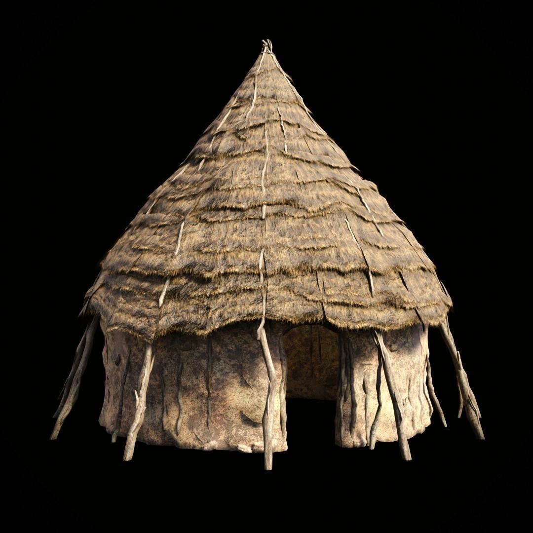 Primitive African Hut 3D Model – Low Poly Game Asset, FBX & OBJ - View 3