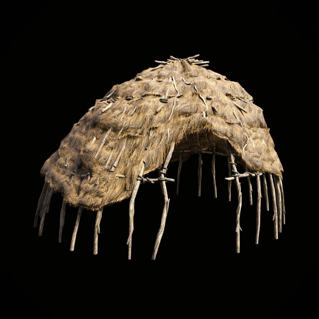 Primitive African Hut 3D Model – Low Poly Game Asset, FBX & OBJ - View 34