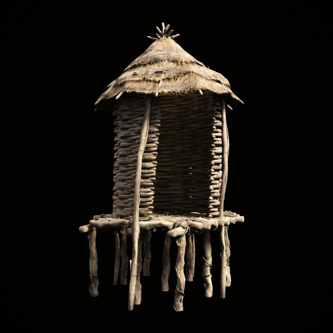 Primitive African Hut 3D Model – Low Poly Game Asset, FBX & OBJ - View 38