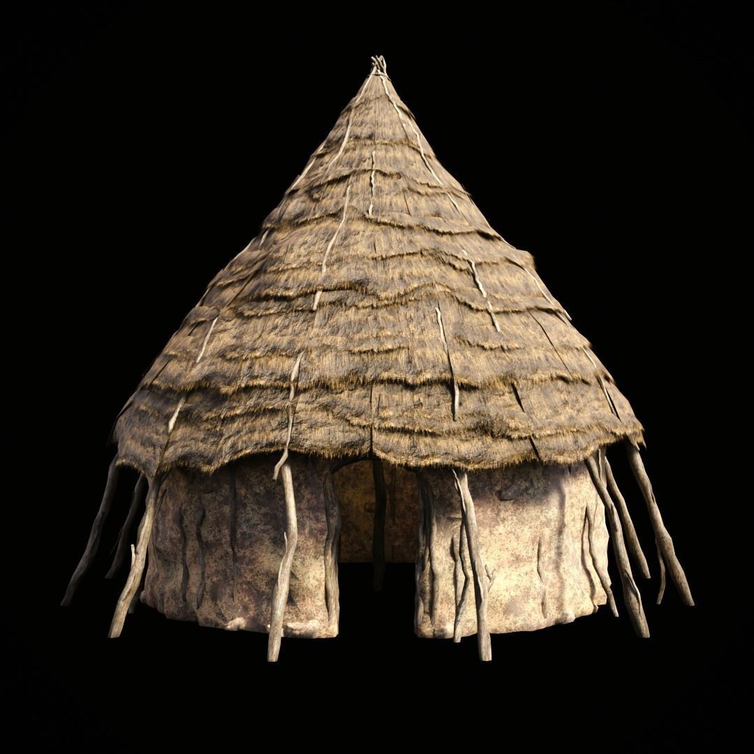 Primitive African Hut 3D Model – Low Poly Game Asset, FBX & OBJ - View 4