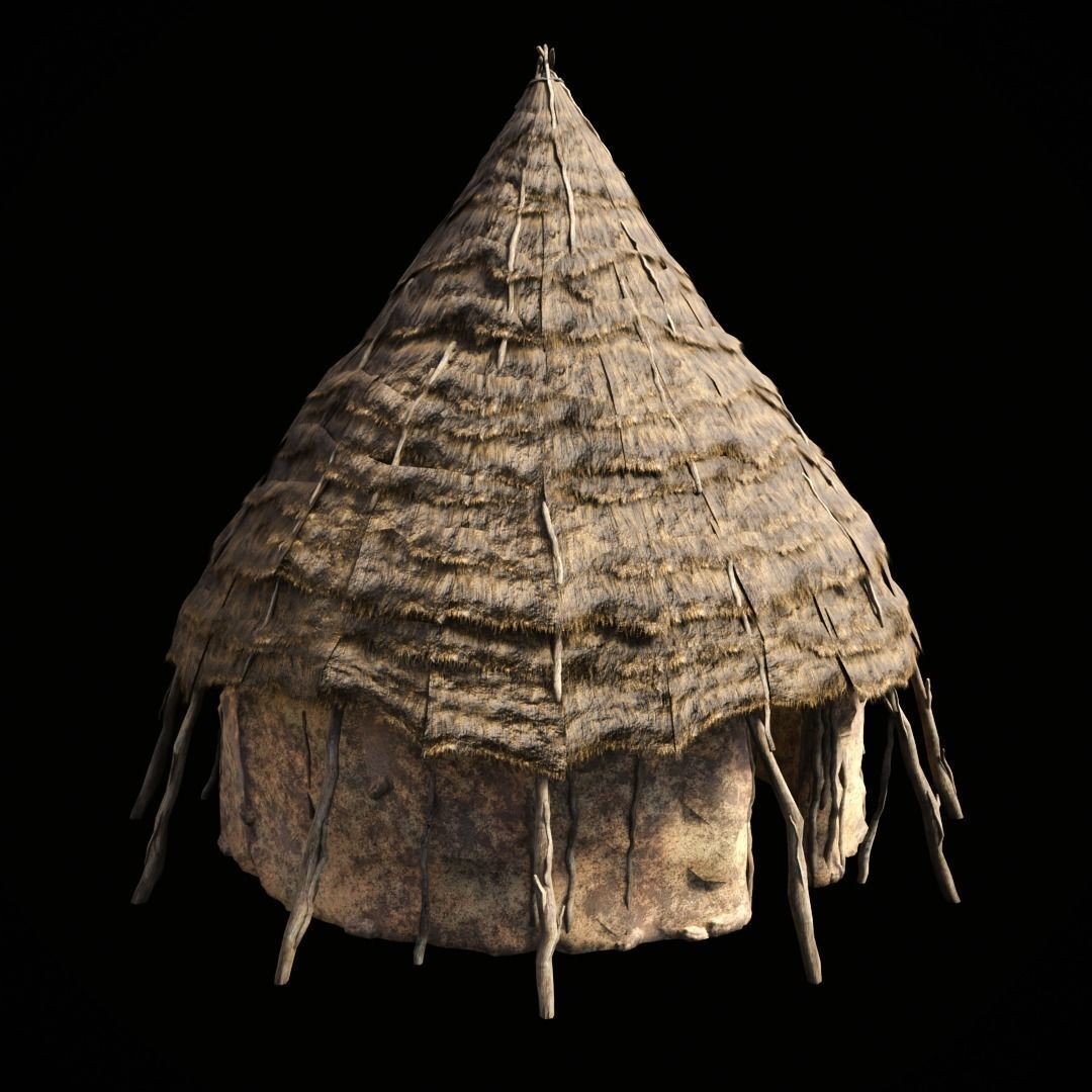 Primitive African Hut 3D Model – Low Poly Game Asset, FBX & OBJ - View 5