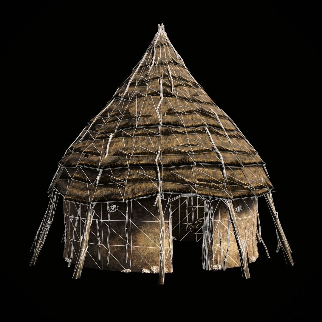 Primitive African Hut 3D Model – Low Poly Game Asset, FBX & OBJ - View 6