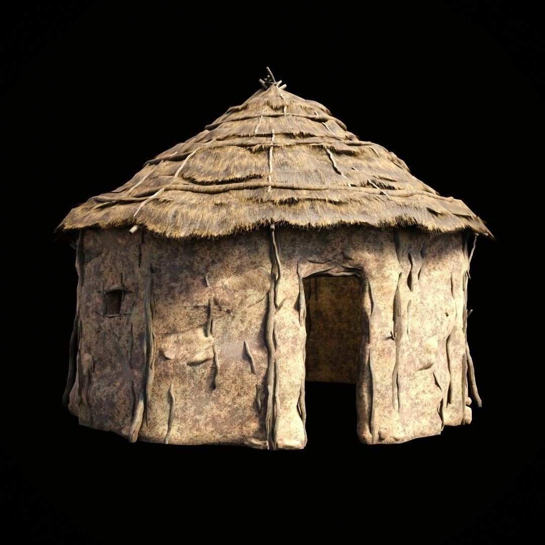 Primitive African Hut 3D Model – Low Poly Game Asset, FBX & OBJ - View 7