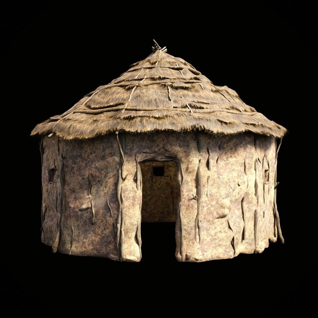 Primitive African Hut 3D Model – Low Poly Game Asset, FBX & OBJ - View 8
