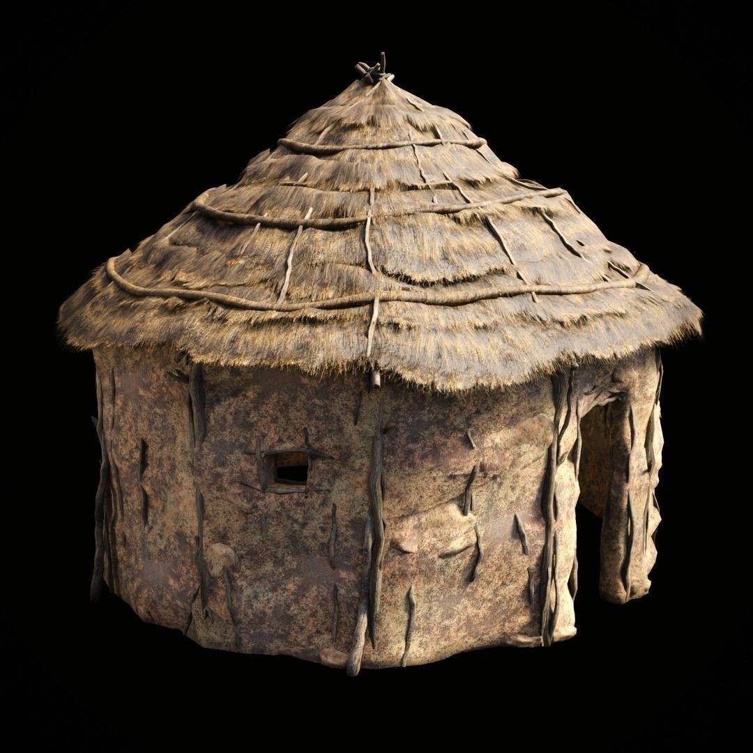 Primitive African Hut 3D Model – Low Poly Game Asset, FBX & OBJ - View 9