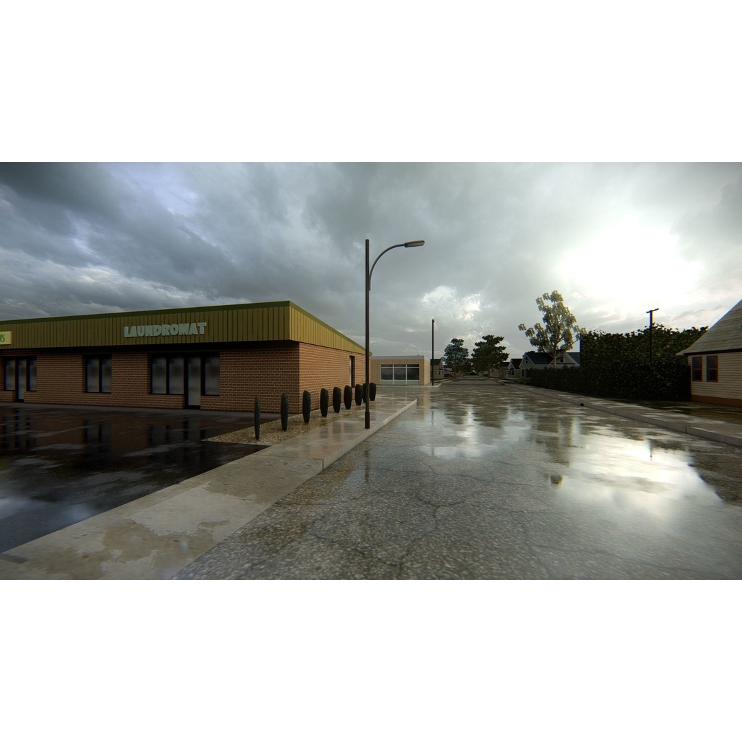 American District 3D Model – Low Poly Cityscape Asset, PBR Textures - View 10