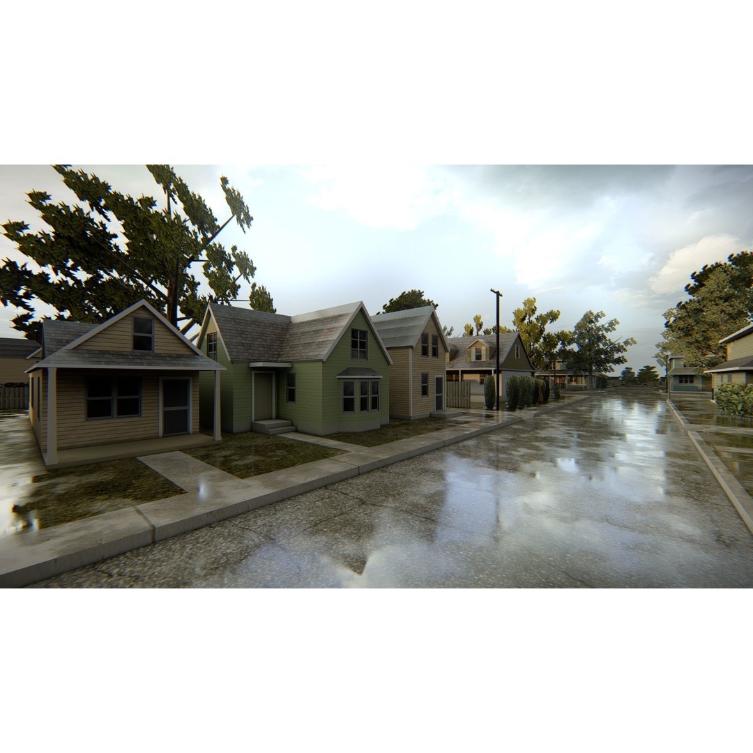 American District 3D Model – Low Poly Cityscape Asset, PBR Textures - View 11