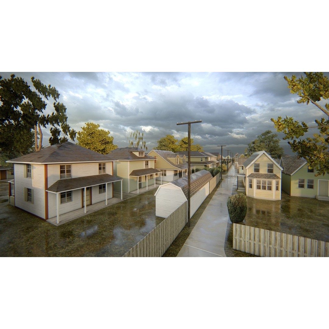 American District 3D Model – Low Poly Cityscape Asset, PBR Textures - View 12