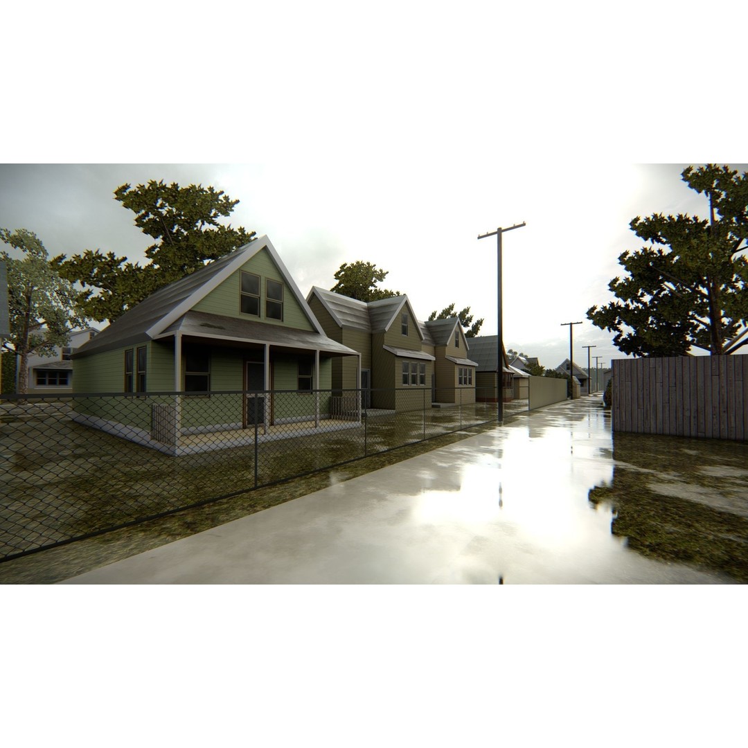American District 3D Model – Low Poly Cityscape Asset, PBR Textures - View 14