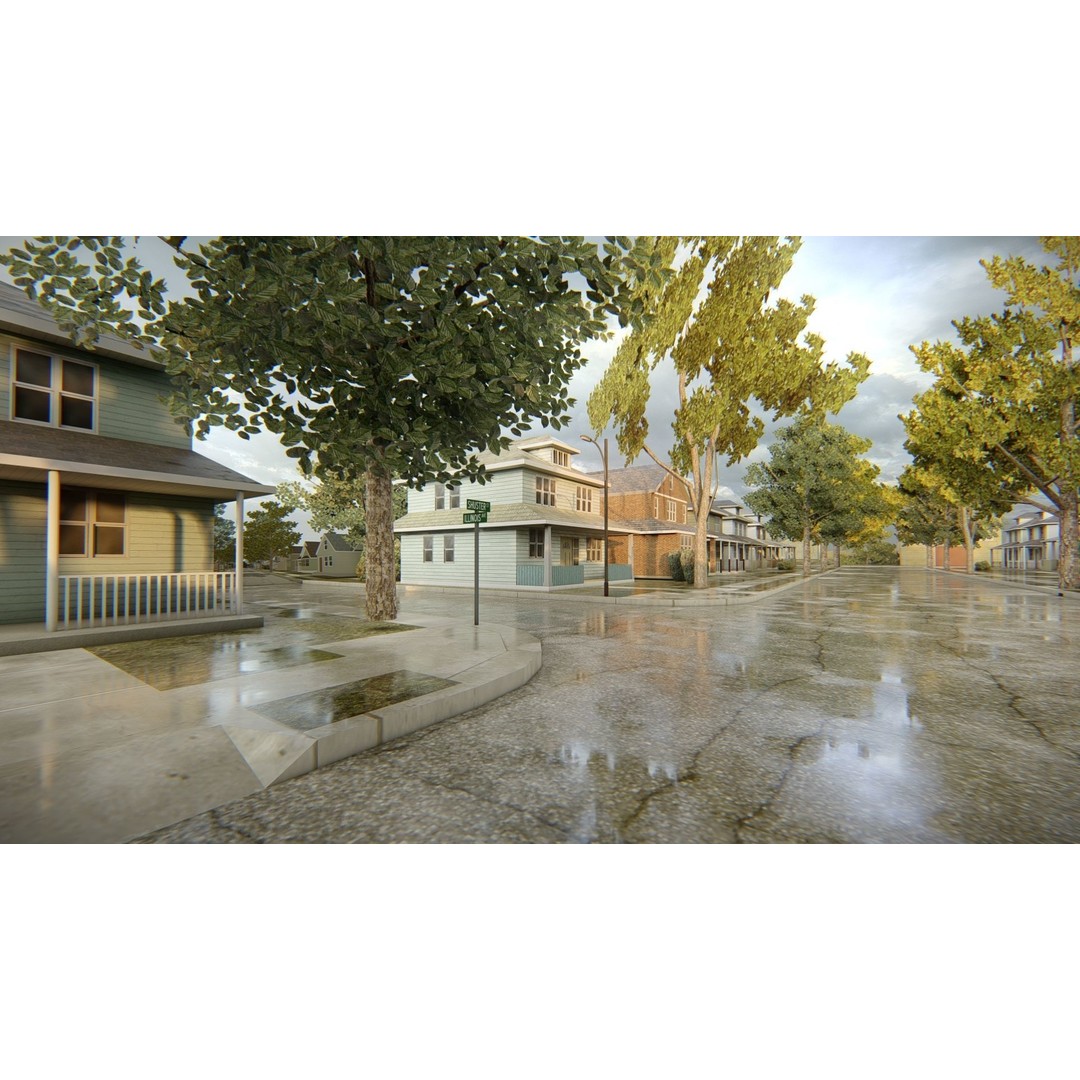 American District 3D Model – Low Poly Cityscape Asset, PBR Textures - View 16