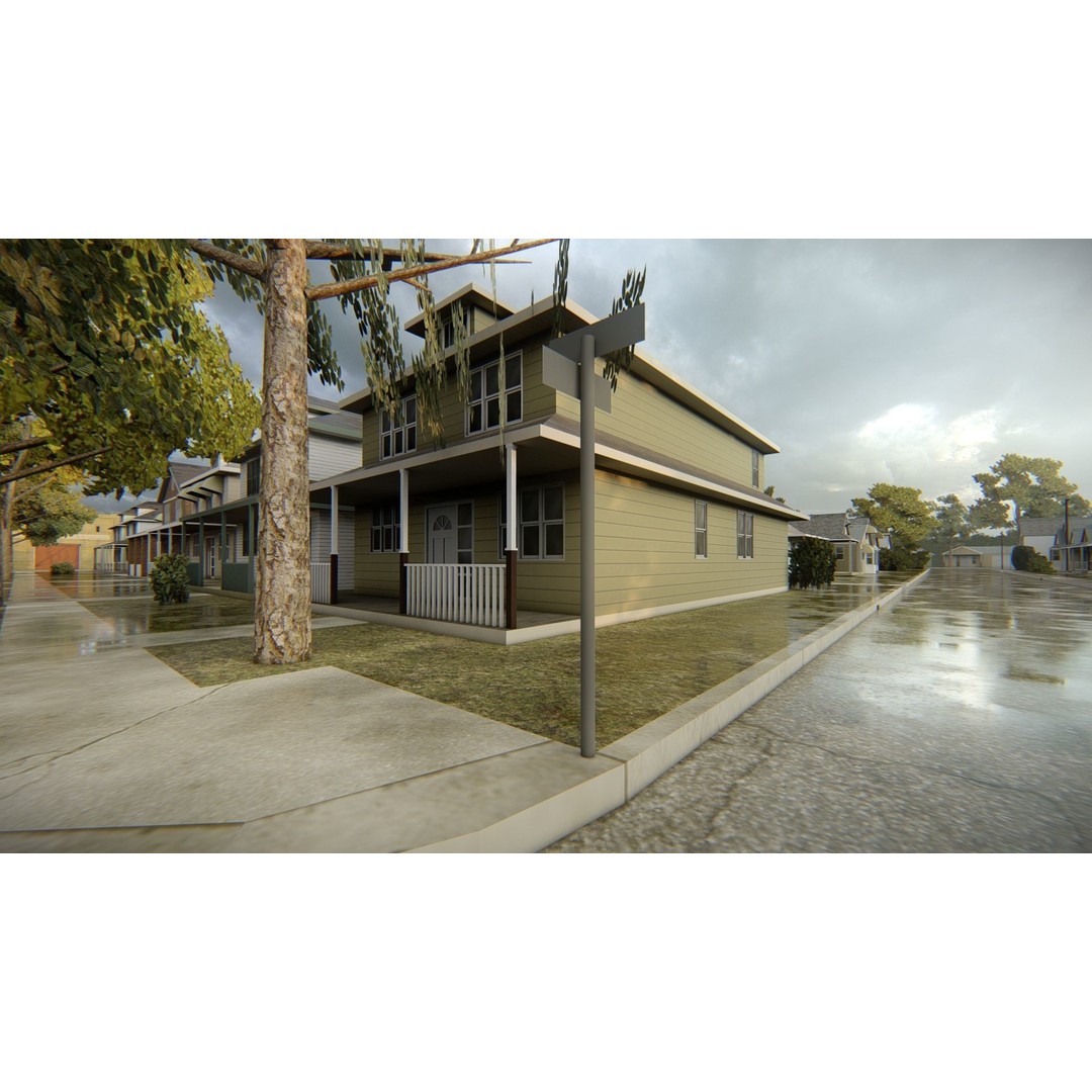 American District 3D Model – Low Poly Cityscape Asset, PBR Textures - View 17