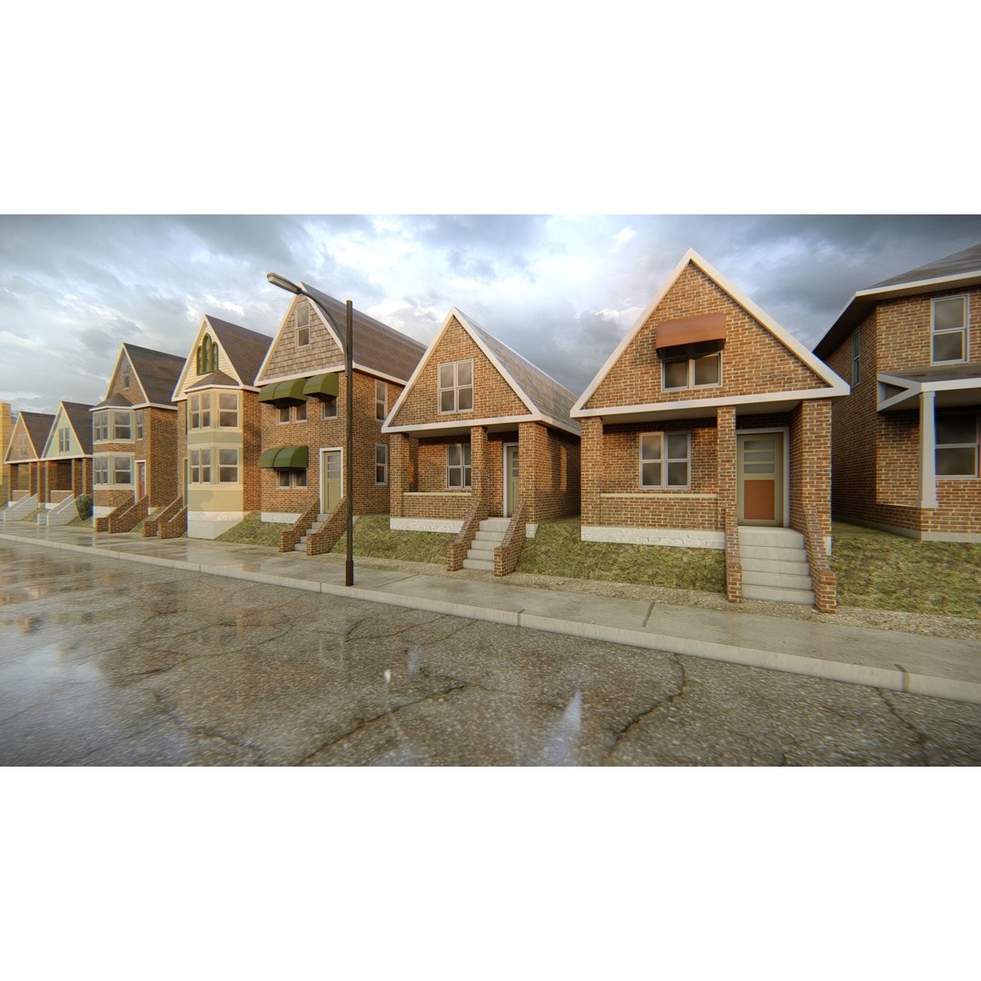 American District 3D Model – Low Poly Cityscape Asset, PBR Textures - View 19