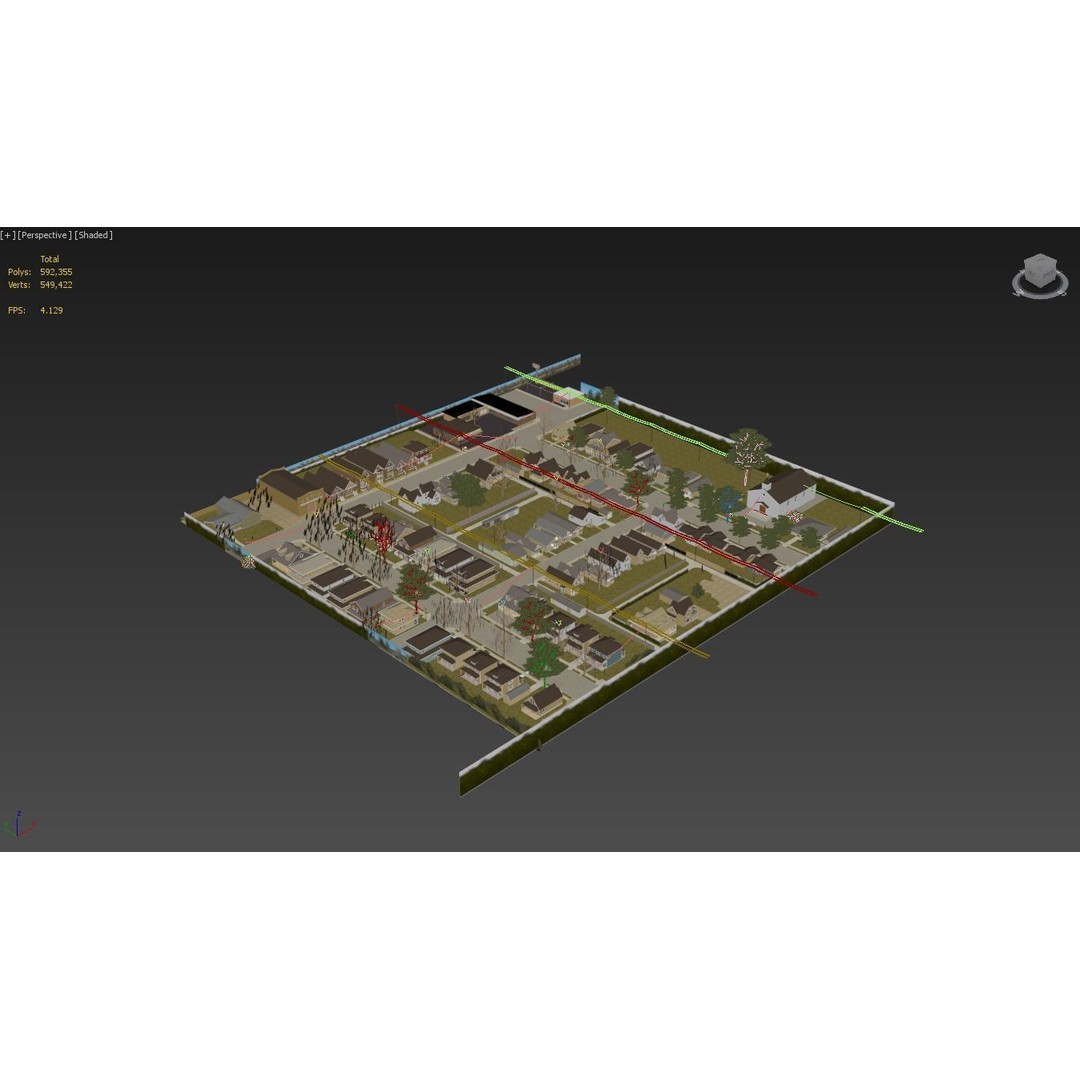 American District 3D Model – Low Poly Cityscape Asset, PBR Textures - View 21