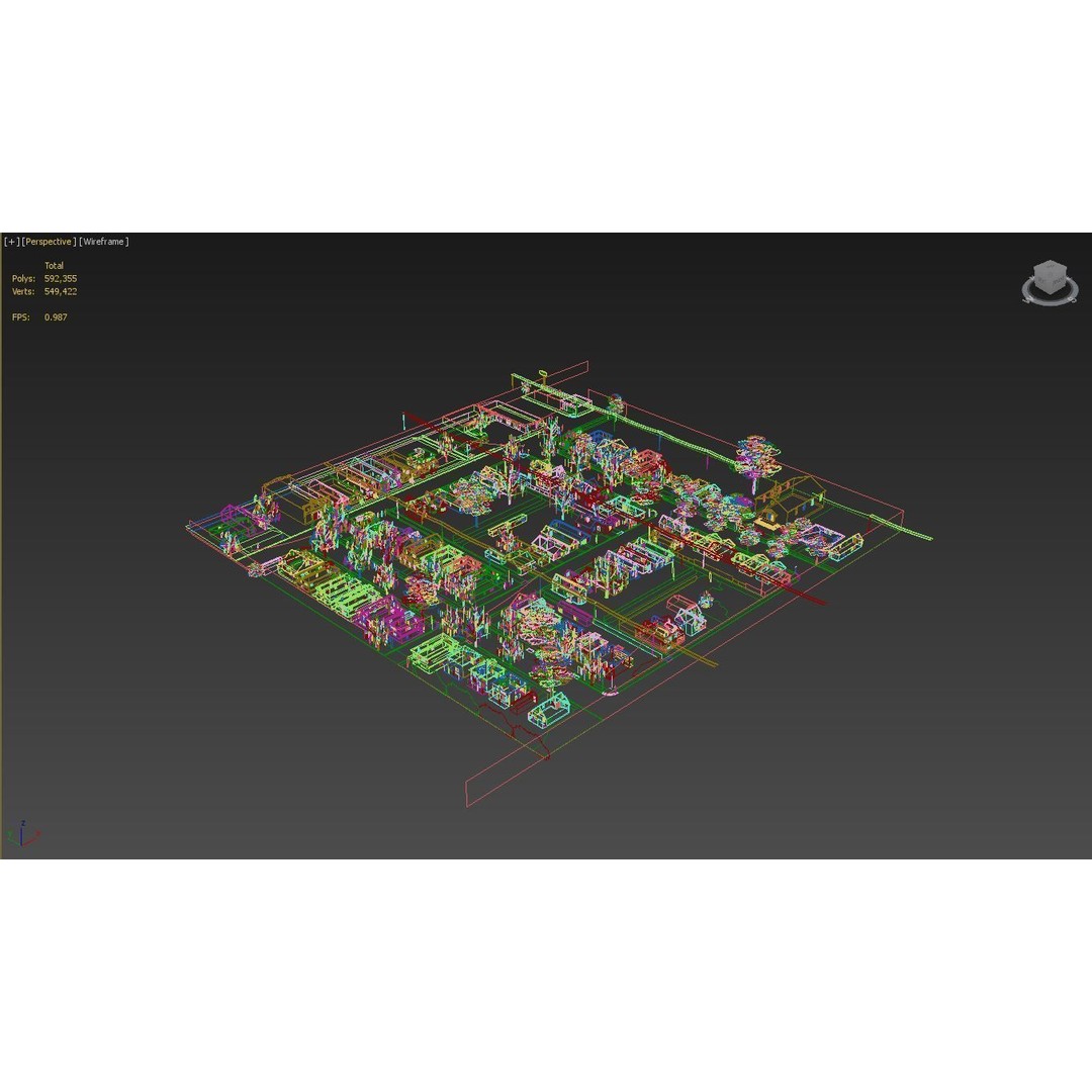 American District 3D Model – Low Poly Cityscape Asset, PBR Textures - View 22