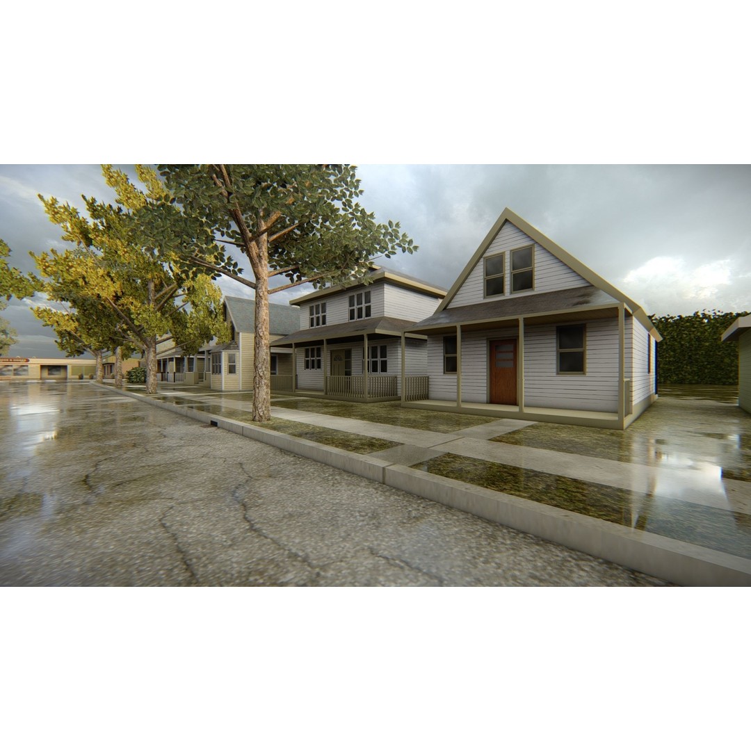 American District 3D Model – Low Poly Cityscape Asset, PBR Textures - View 6