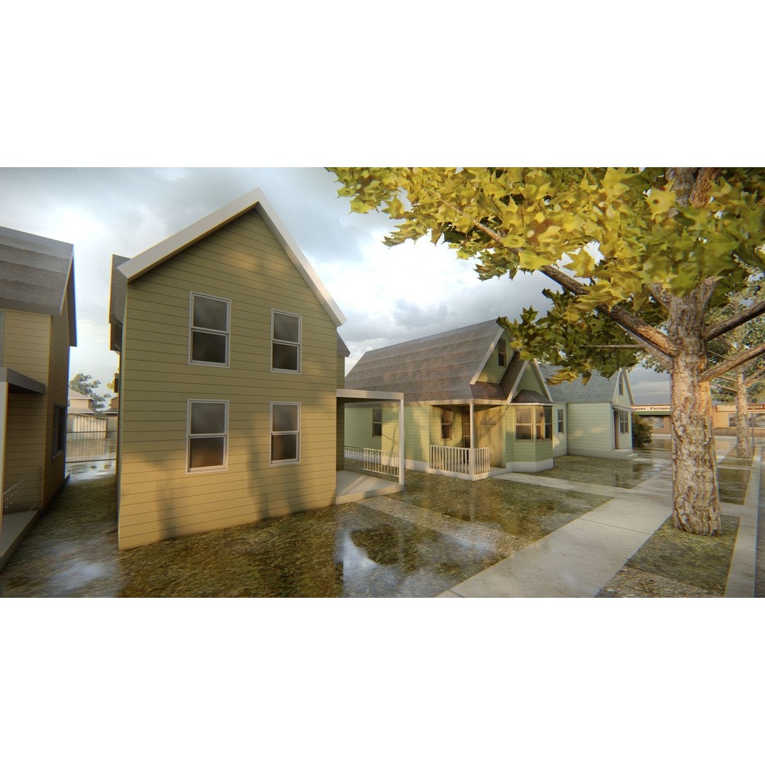 American District 3D Model – Low Poly Cityscape Asset, PBR Textures - View 7