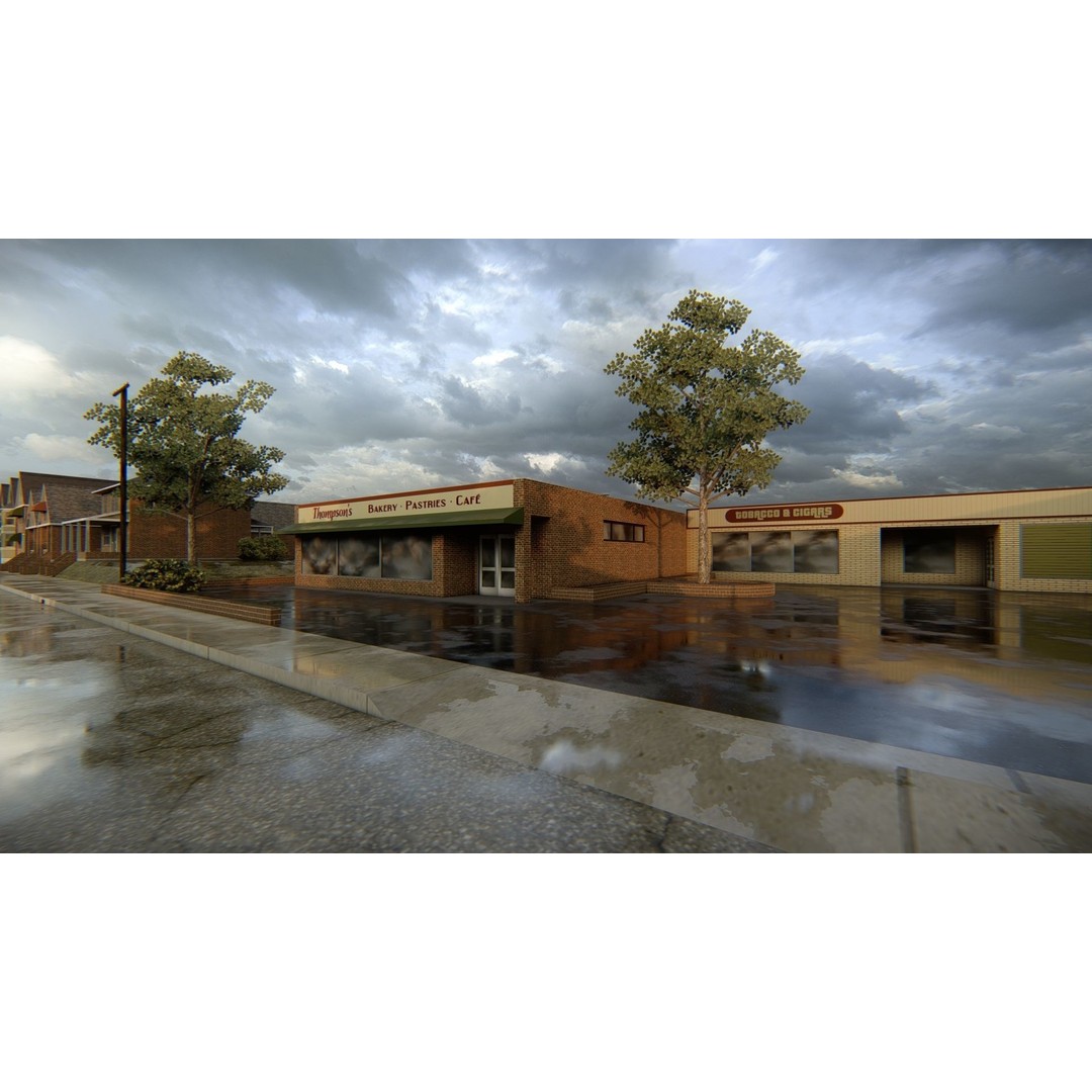 American District 3D Model – Low Poly Cityscape Asset, PBR Textures - View 9