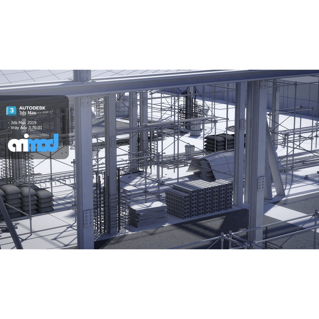 Construction Site 3D Model – High Poly Industrial Asset, FBX, PBR - View 10