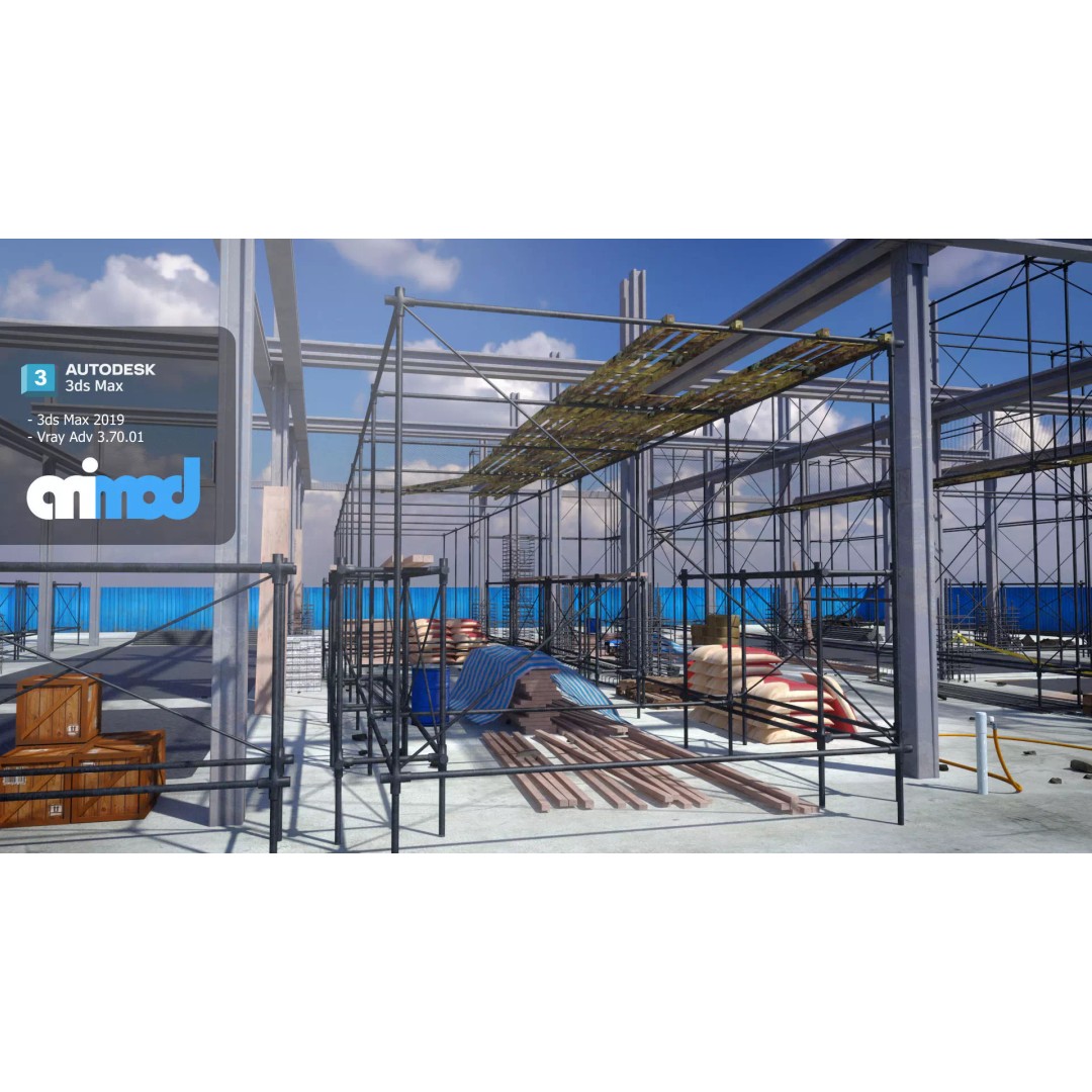 Construction Site 3D Model – High Poly Industrial Asset, FBX, PBR - View 2