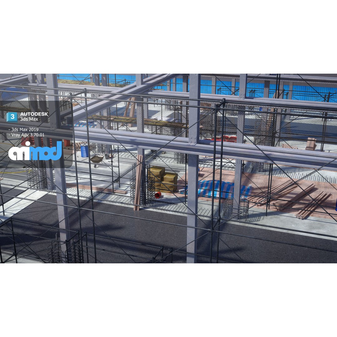 Construction Site 3D Model – High Poly Industrial Asset, FBX, PBR - View 4