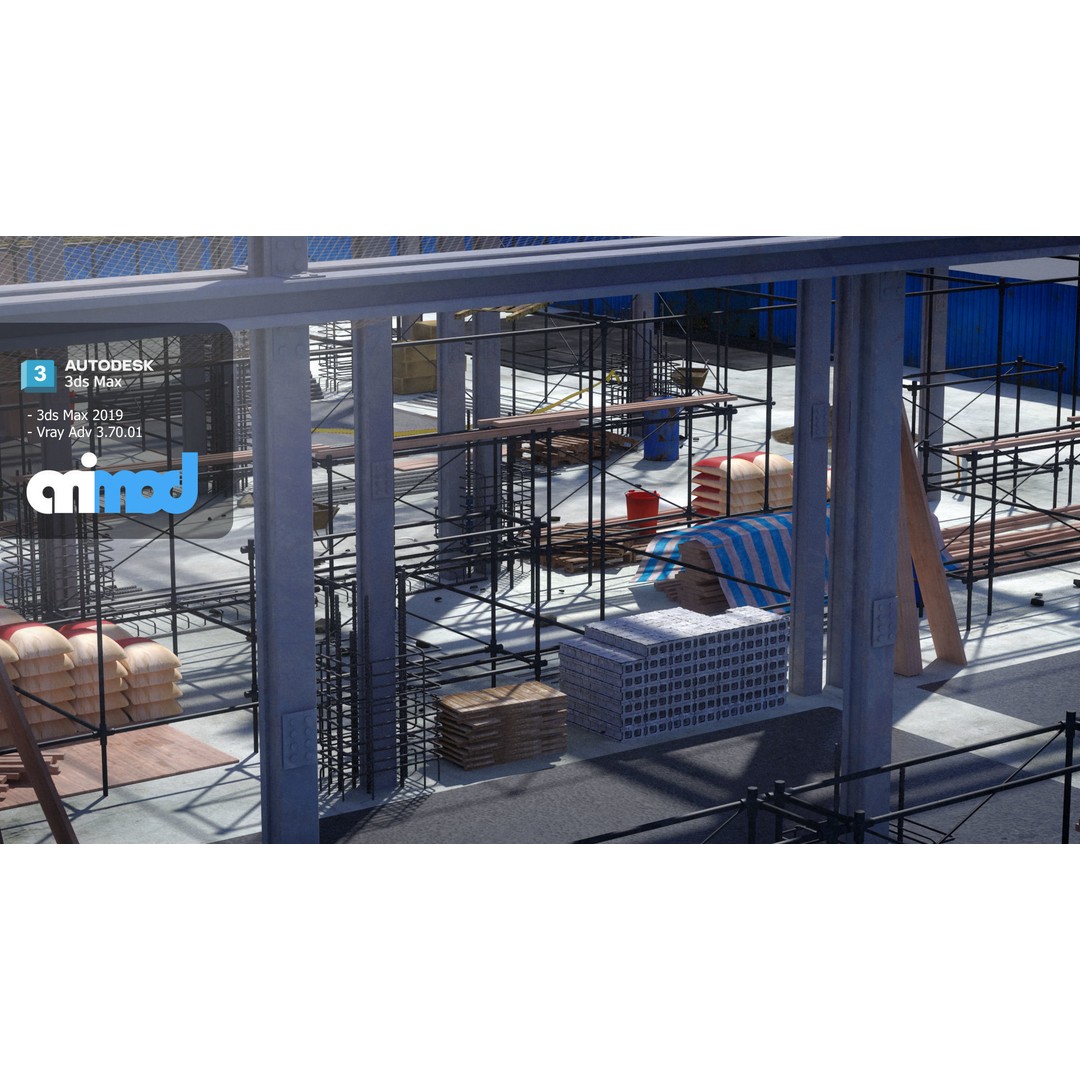 Construction Site 3D Model – High Poly Industrial Asset, FBX, PBR - View 5