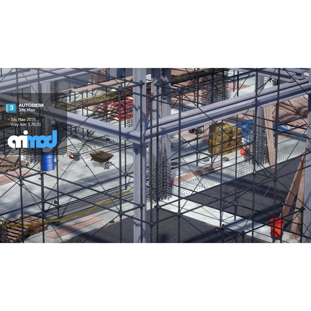 Construction Site 3D Model – High Poly Industrial Asset, FBX, PBR - View 6