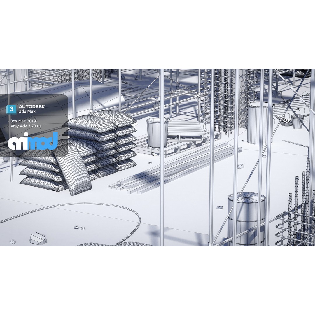 Construction Site 3D Model – High Poly Industrial Asset, FBX, PBR - View 8