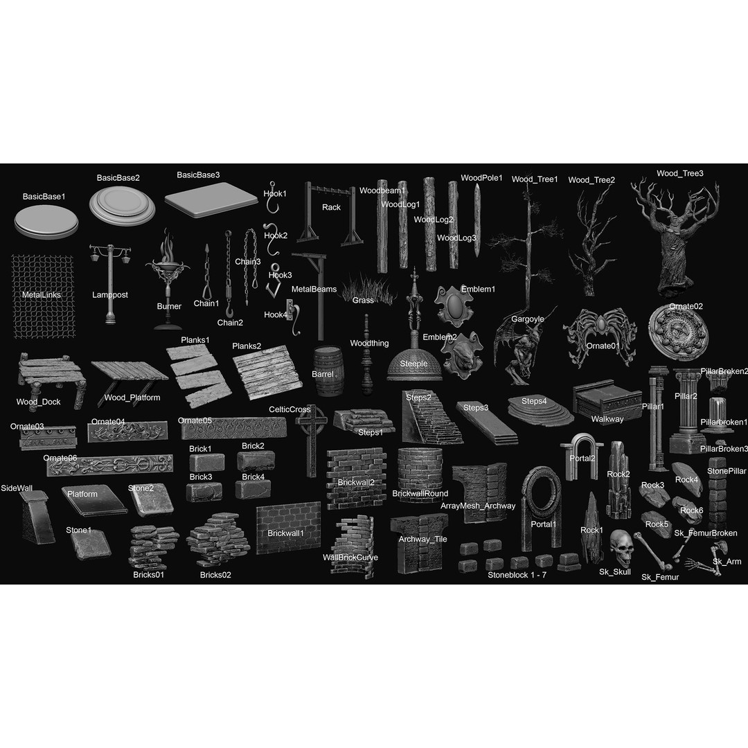 Modular Diorama 3D Model – 15 Bases for Fantasy & Sci-Fi Scenes