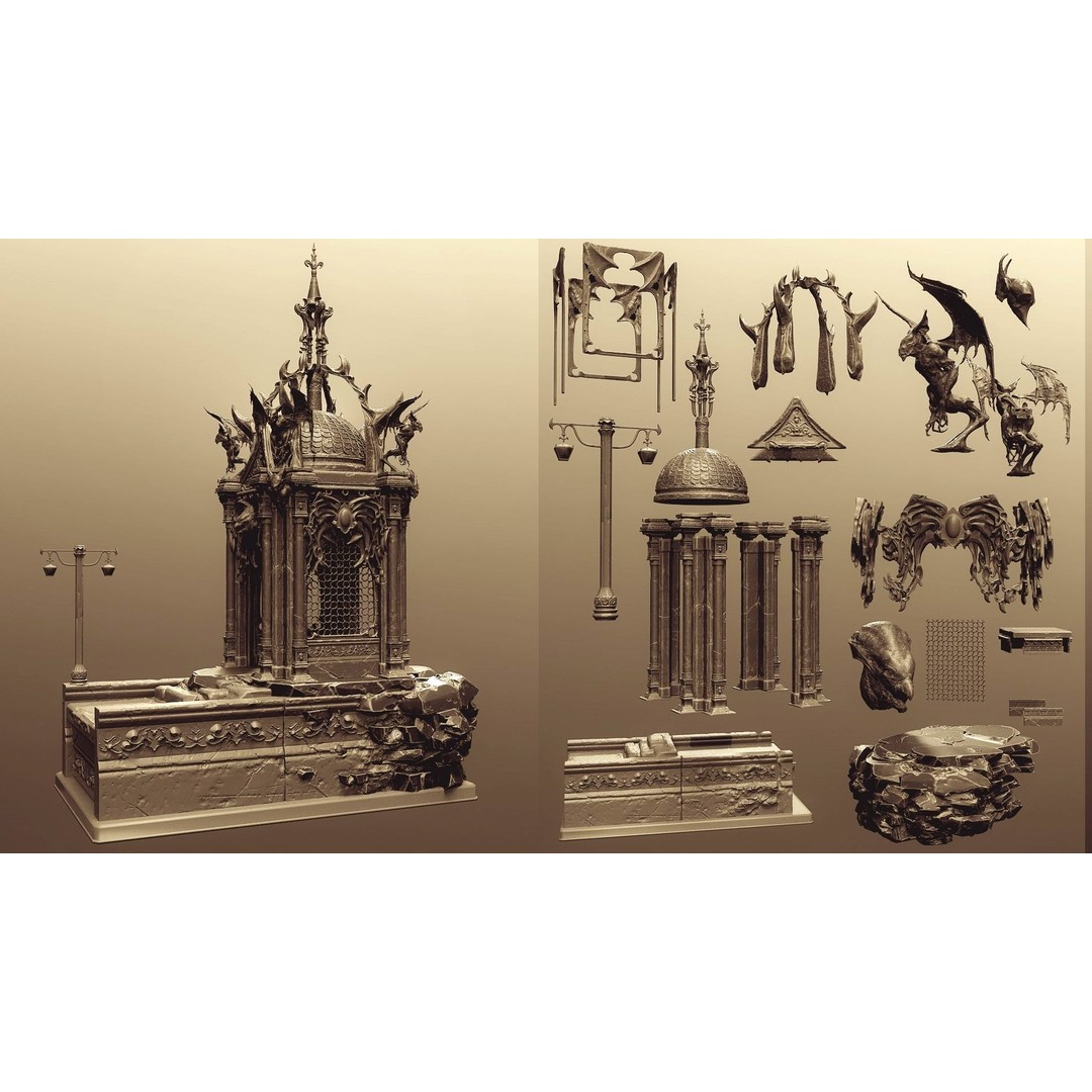 Modular Diorama 3D Model – 15 Bases for Fantasy & Sci-Fi Scenes - View 12