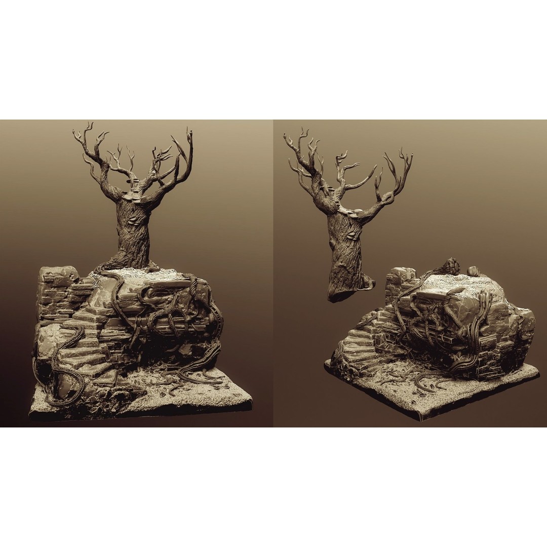 Modular Diorama 3D Model – 15 Bases for Fantasy & Sci-Fi Scenes - View 15