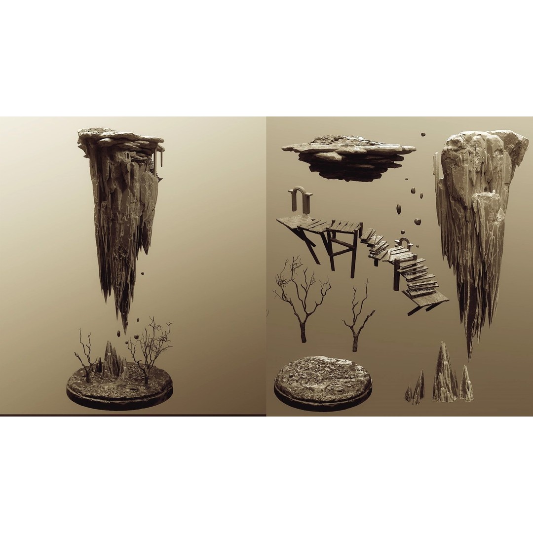 Modular Diorama 3D Model – 15 Bases for Fantasy & Sci-Fi Scenes - View 24