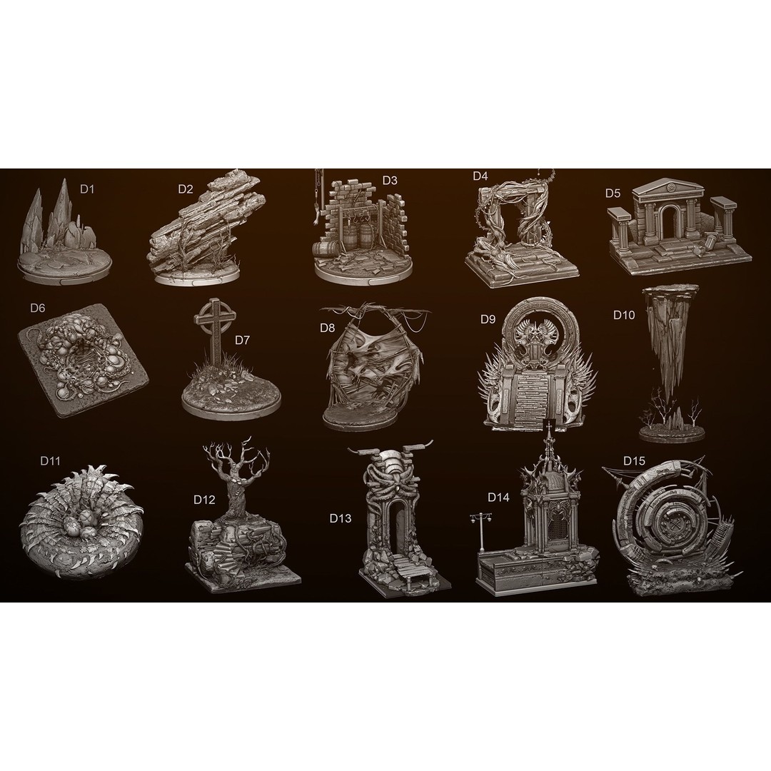 Modular Diorama 3D Model – 15 Bases for Fantasy & Sci-Fi Scenes - View 33