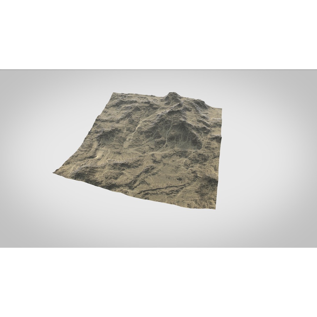 Desert Mountain 3D Model – Low Poly Game Asset, FBX & OBJ Formats