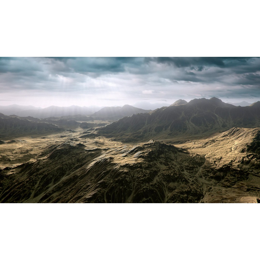 Desert Mountain 3D Model – Low Poly Game Asset, FBX & OBJ Formats - View 2