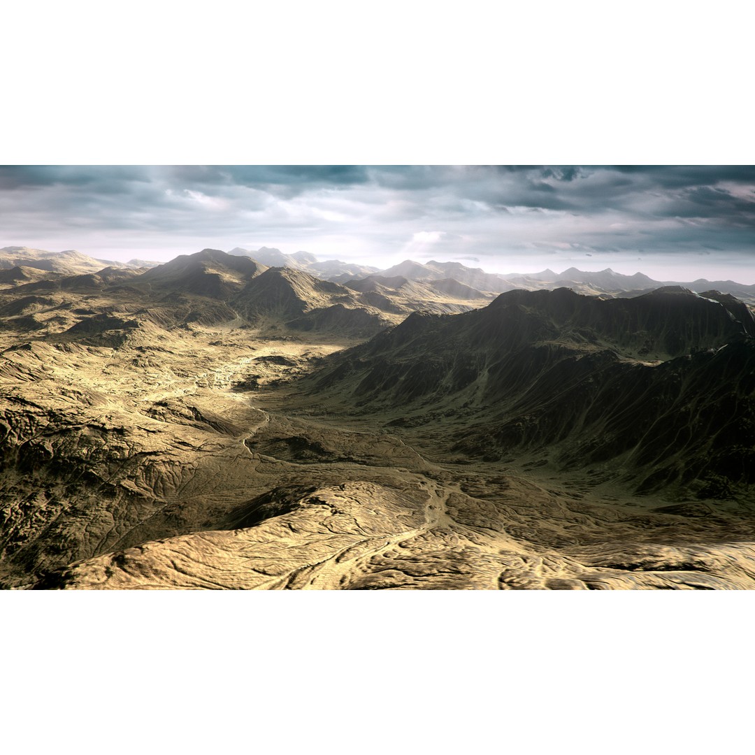 Desert Mountain 3D Model – Low Poly Game Asset, FBX & OBJ Formats - View 4