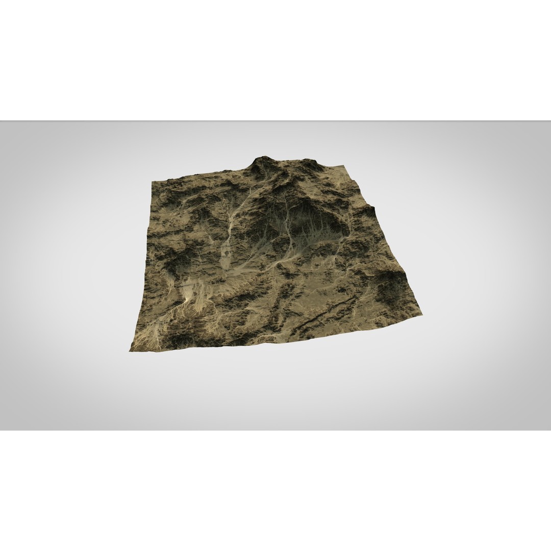 Desert Mountain 3D Model – Low Poly Game Asset, FBX & OBJ Formats - View 9