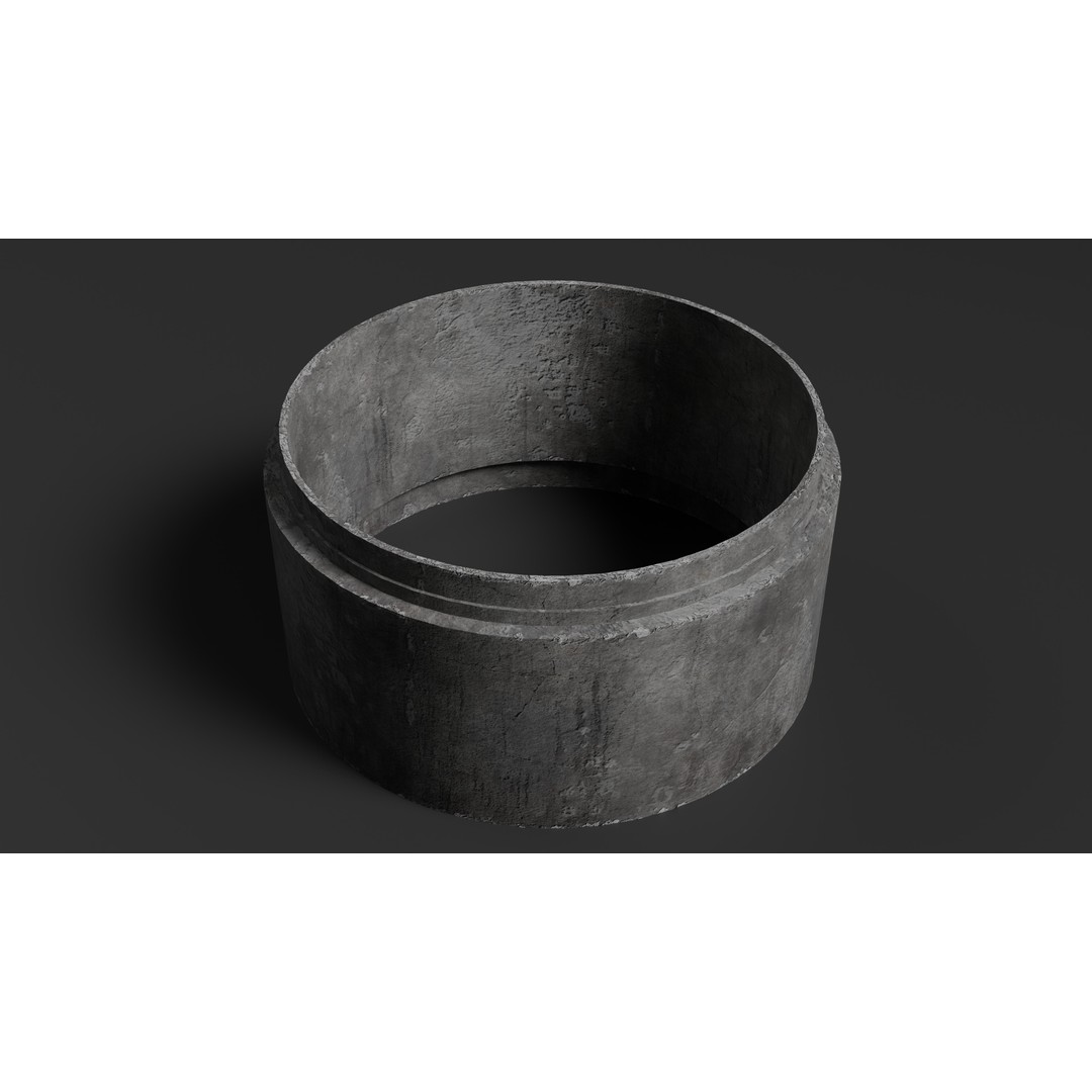 Modular Concrete Pipe Set 3D Model – Low Poly Game Ready, FBX, OBJ - View 6