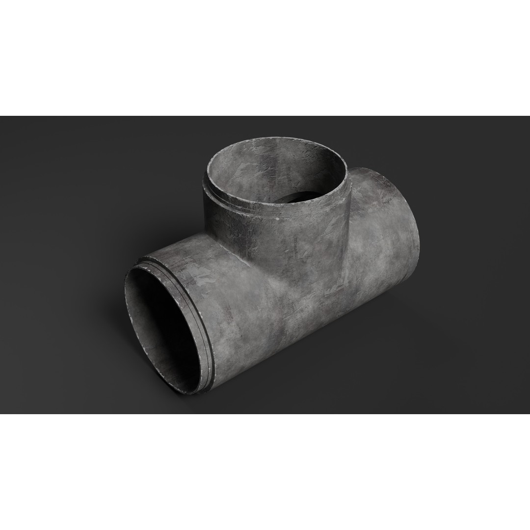 Modular Concrete Pipe Set 3D Model – Low Poly Game Ready, FBX, OBJ - View 7