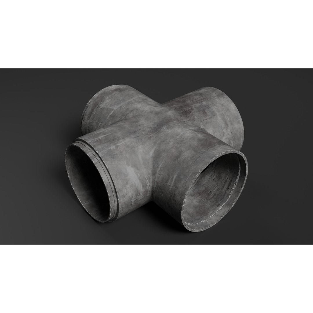 Modular Concrete Pipe Set 3D Model – Low Poly Game Ready, FBX, OBJ - View 8