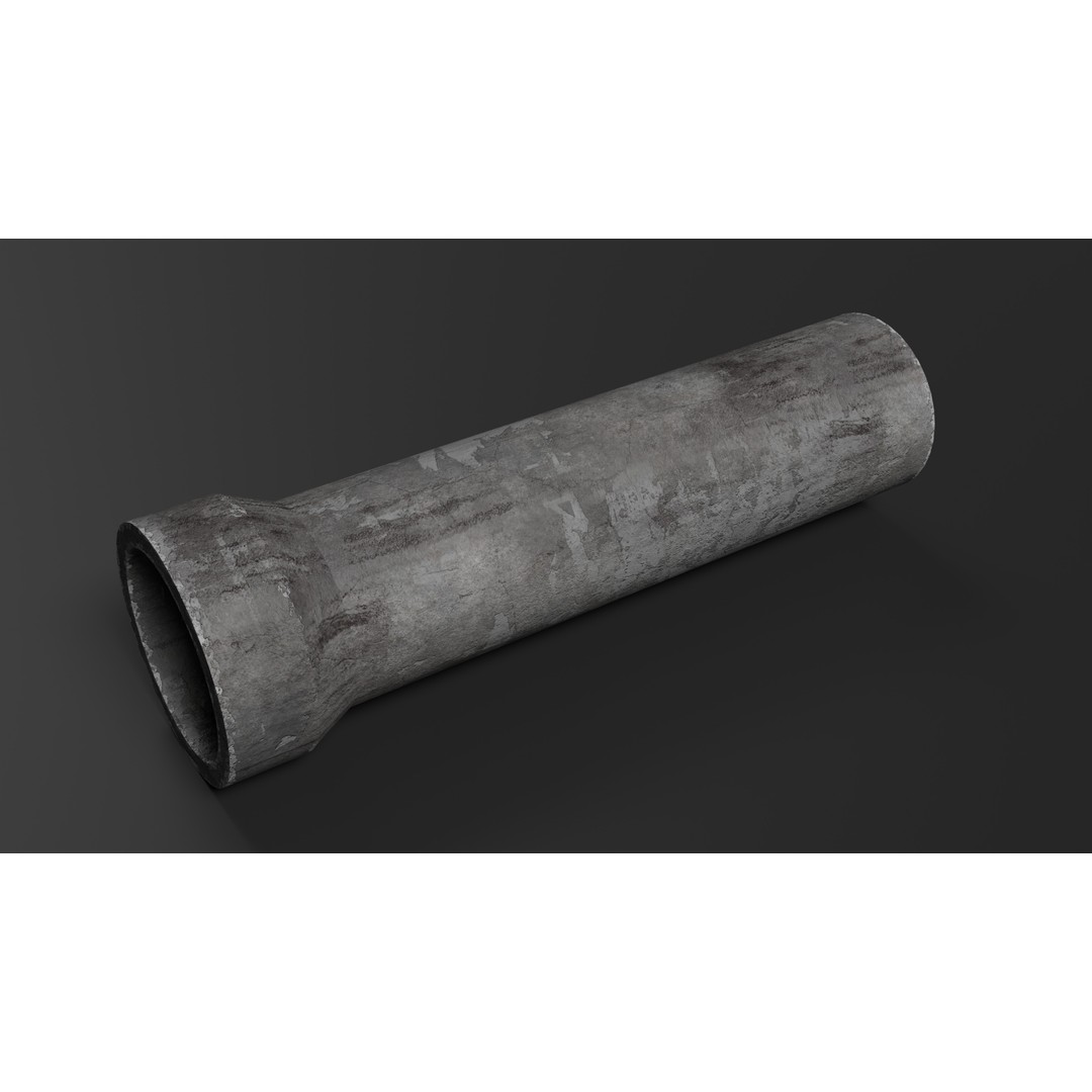 Modular Concrete Pipe Set 3D Model – Low Poly Game Ready, FBX, OBJ - View 9