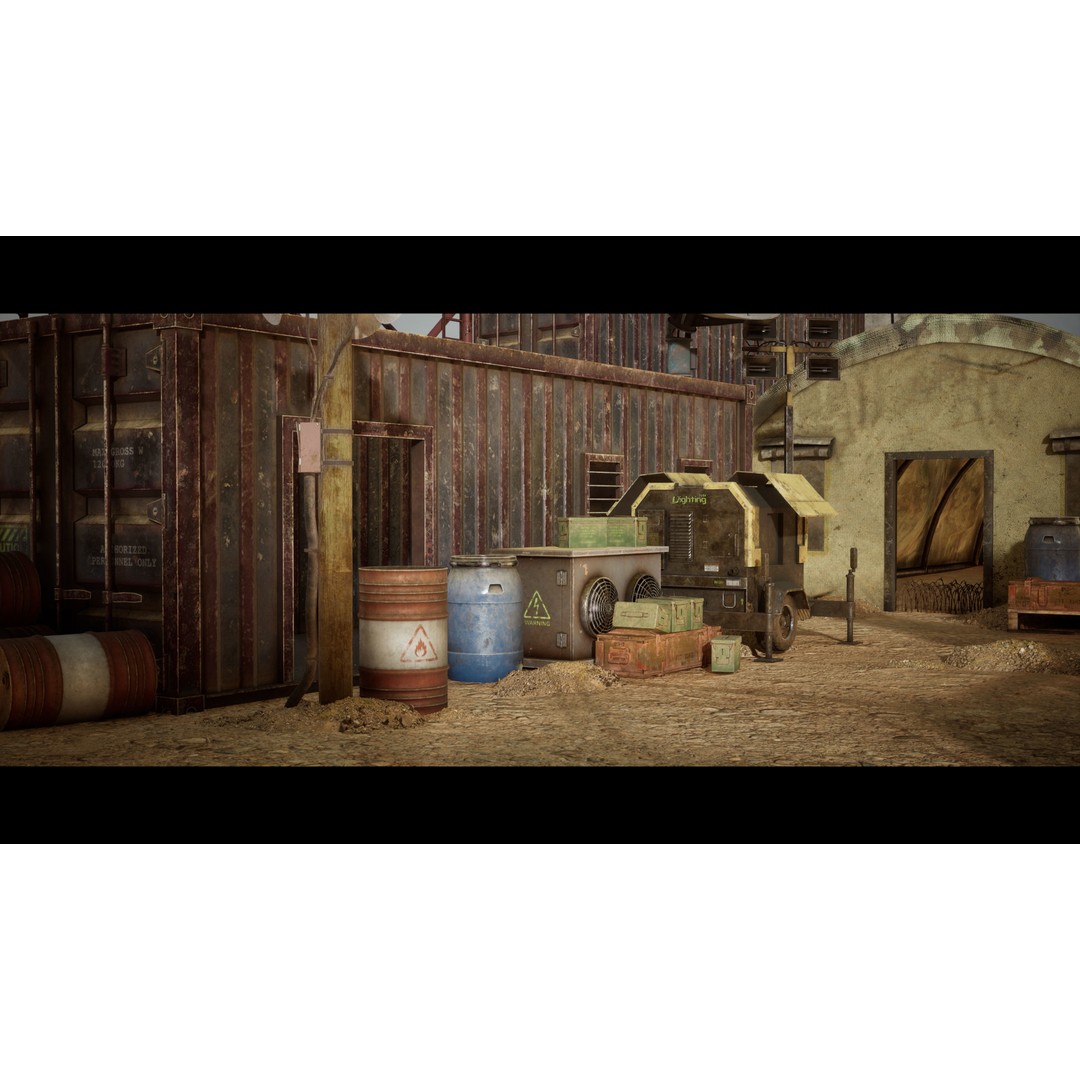 Military Base 3D Model – Game-Ready Asset Pack, FBX, PBR - View 3