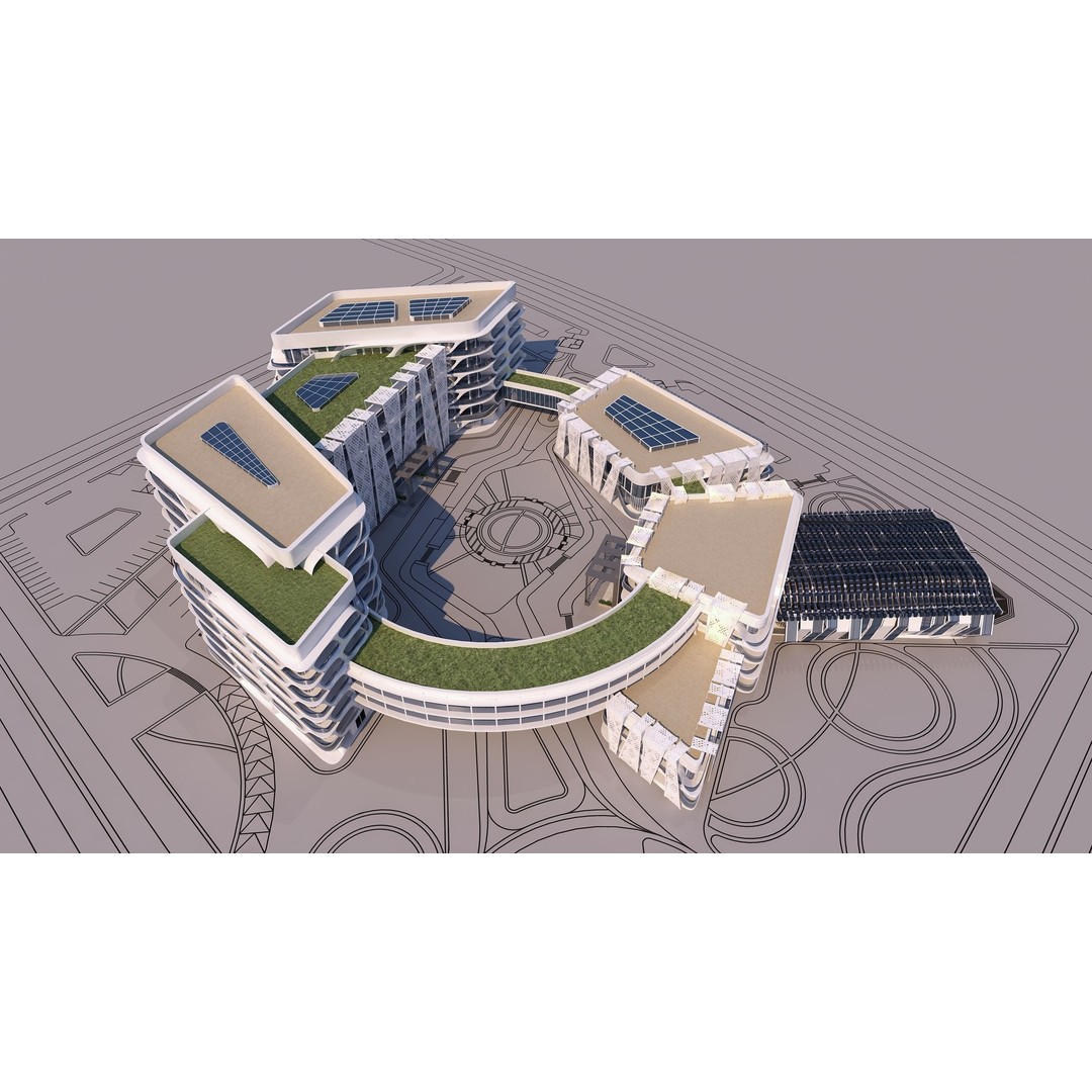 Medical Building 3D Model – PBR Exterior Architecture, FBX, OBJ - View 10