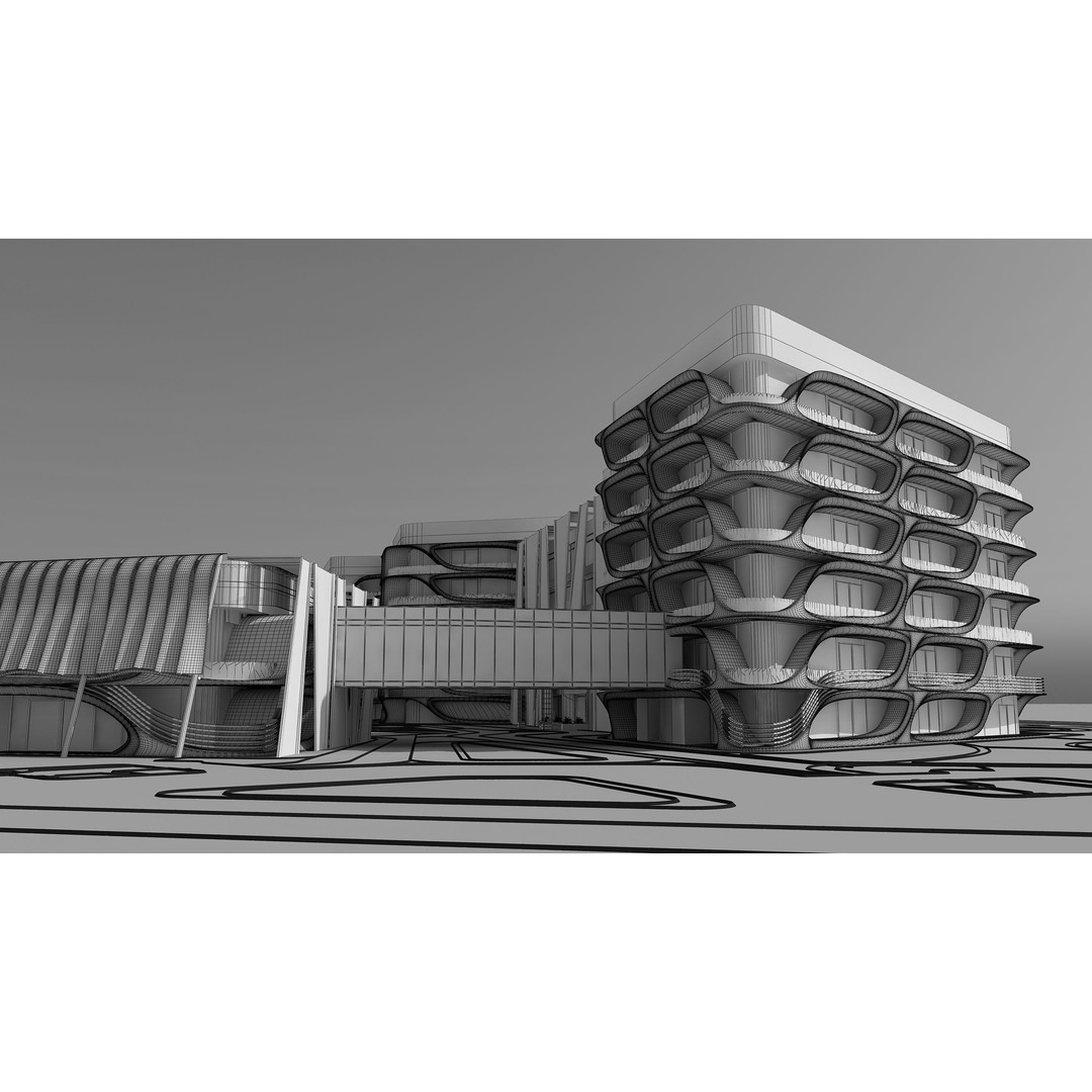 Medical Building 3D Model – PBR Exterior Architecture, FBX, OBJ - View 13