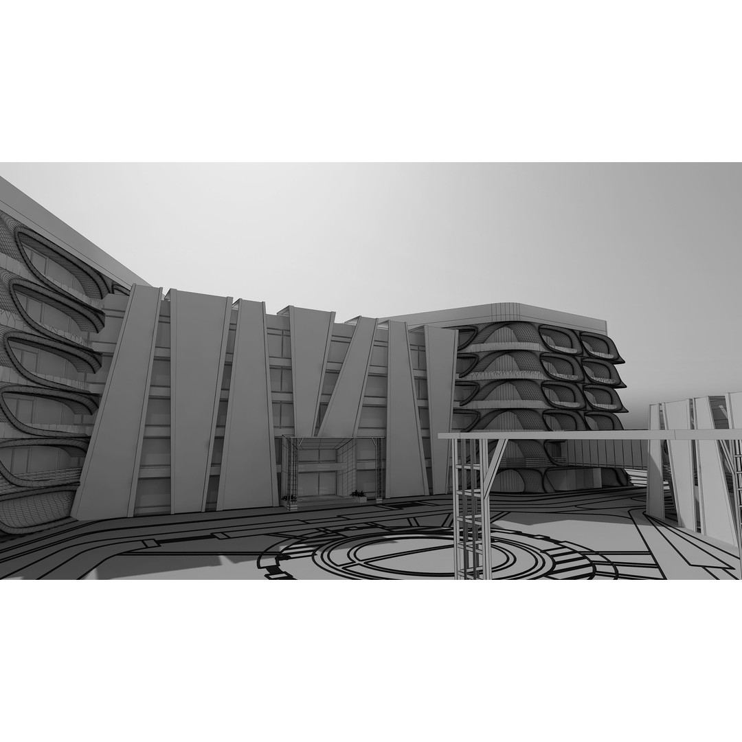 Medical Building 3D Model – PBR Exterior Architecture, FBX, OBJ - View 16